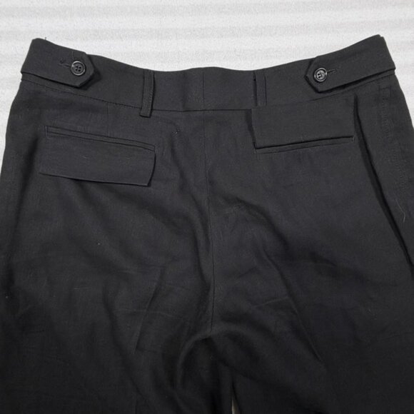 Josef Pants Womens 8 Black Linen Viscose Wide Leg Cuffed Hem Dress Trousers - Picture 3 of 11